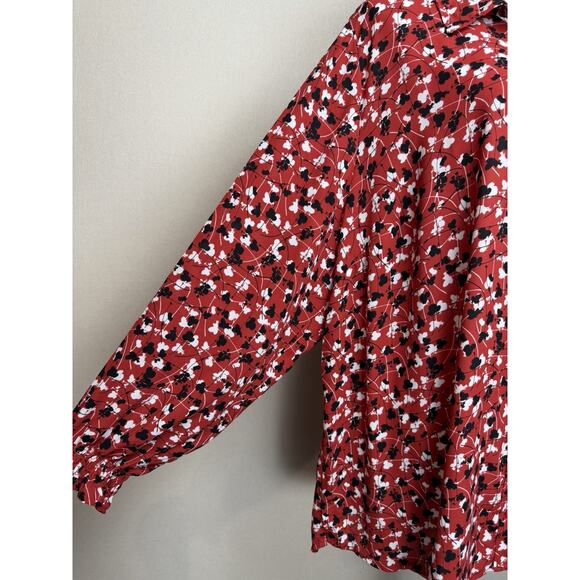 Lane Bryant Women’s Tunic Top Button Front Sz 26/28 Red W/ Black White Print - Picture 4 of 16